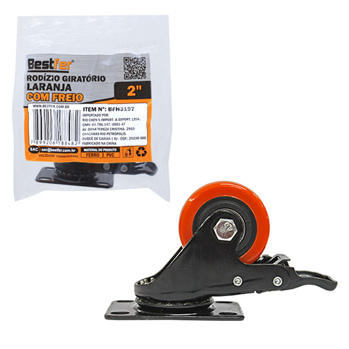 RODIZIO GIRAT.LARANJA C/FREIO 2” BESTFER