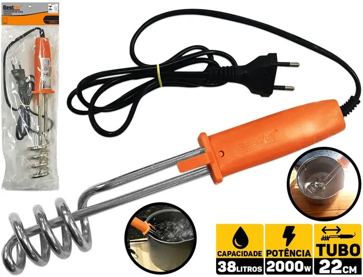 AQUECEDOR DE AGUA PORTATIL 2000W 220V BE