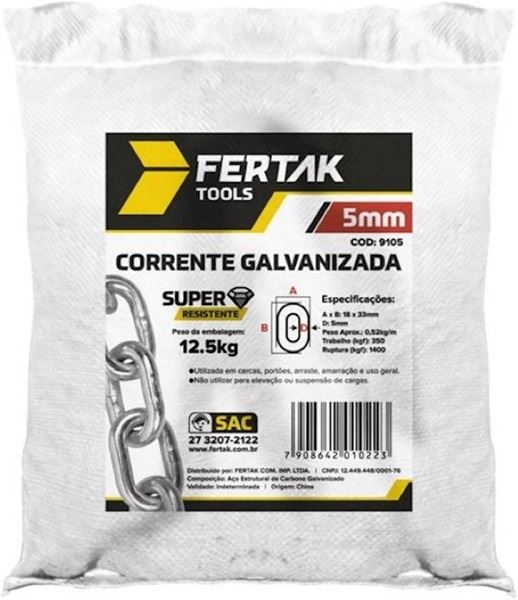 CORRENTE GALVANIZADA 5,0MM 12,5KG