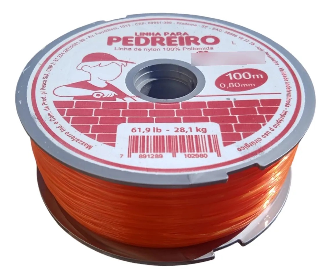 LINHA PEDREIRO100M LARANJA NYLON