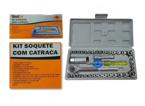 JOGO CHAVES SOQUETES C/CATRACA 40PCS