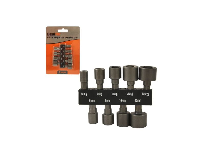 KIT SOQUETE CANHAO 1/4   (09 PÇS)