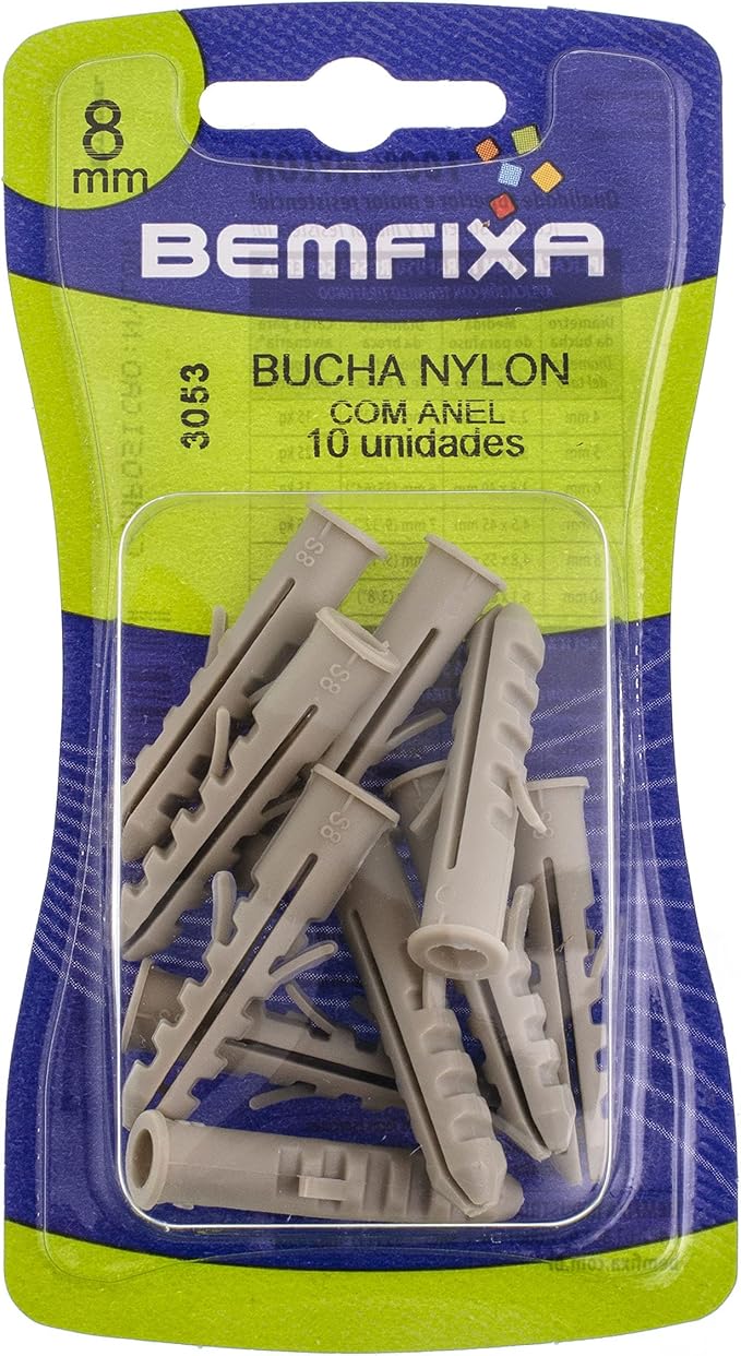 BUCHA DE NYLON C/ANEL 08 MM SC C/10