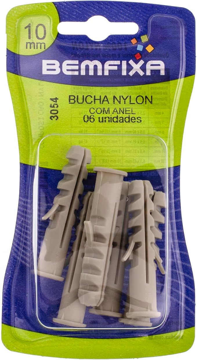 BUCHA DE NYLON C/ANEL 10 MM SC C/06
