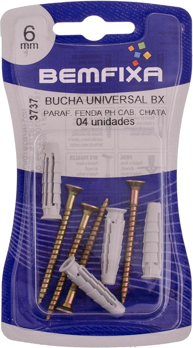 PARAF. C/BUCHA UNIVERSAL 06 MM SC C/ 4