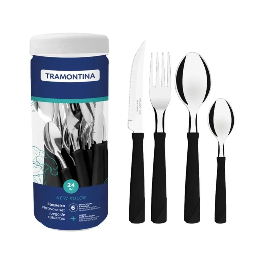 FAQUEIRO NEW KOLOR INOX PRETO 24 PCS