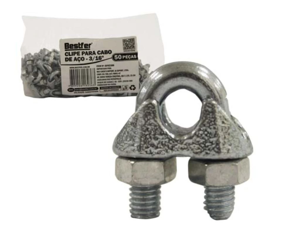 CLIPS P/ CABO DE AÇO 3/16” PCT C/50PCS