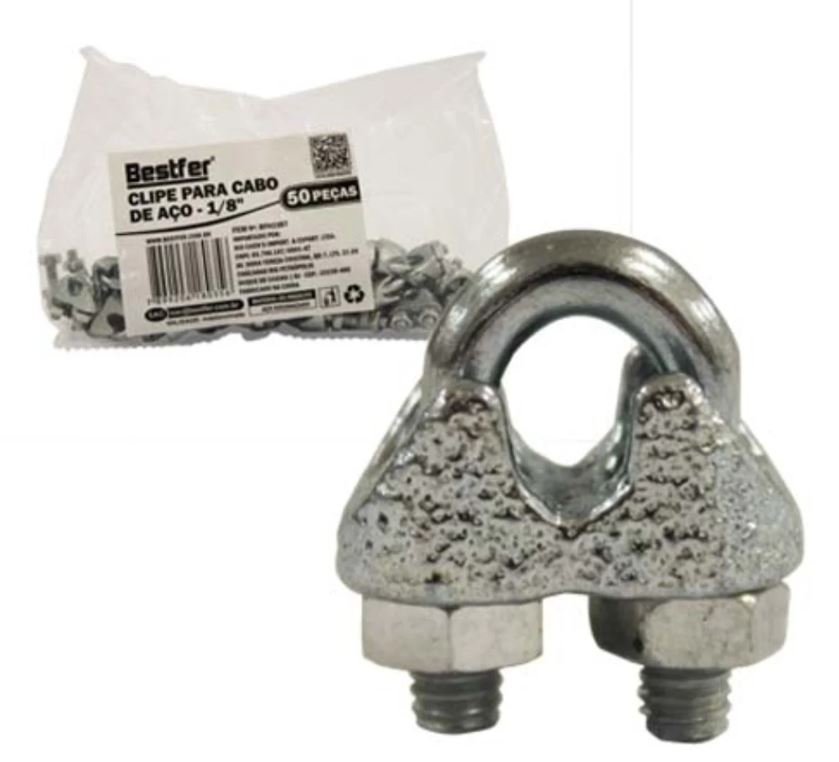 CLIPS P/ CABO DE AÇO 1/8” PCT C/50PCS