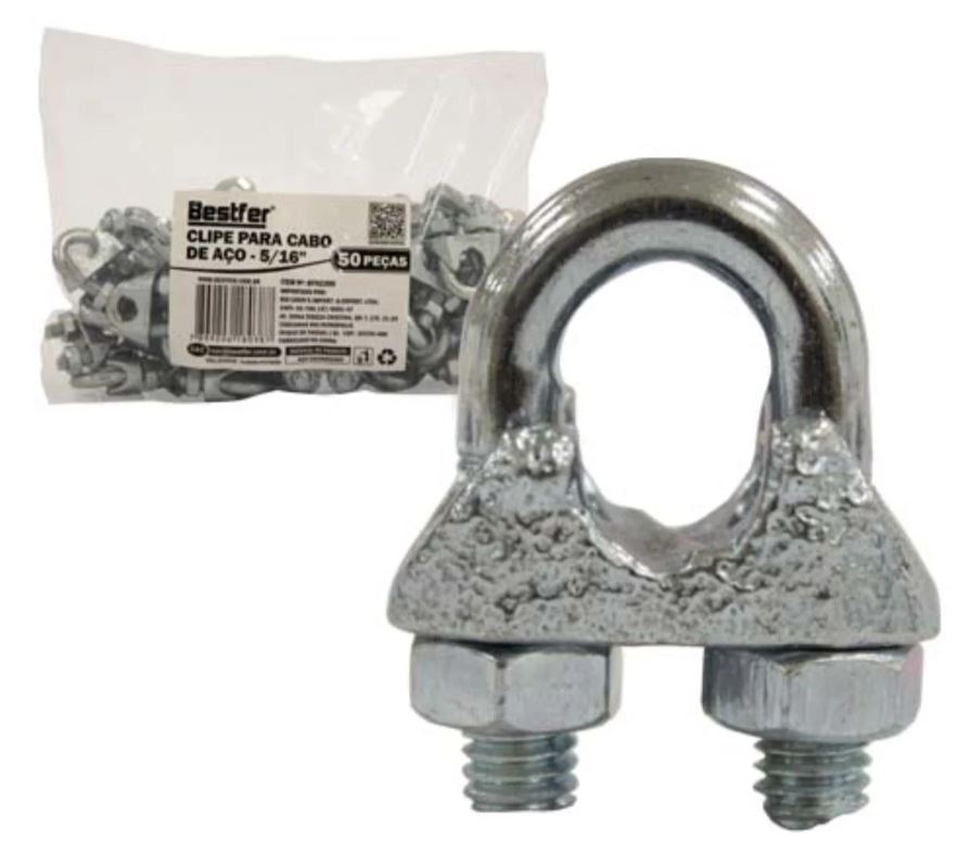CLIPS P/ CABO DE AÇO 5/16” PCT C/50PCS