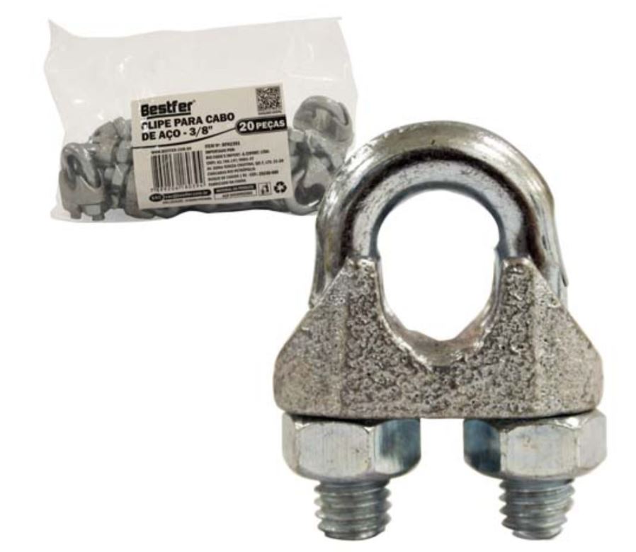 CLIPS P/ CABO DE AÇO 3/8” PCT C/20PCS