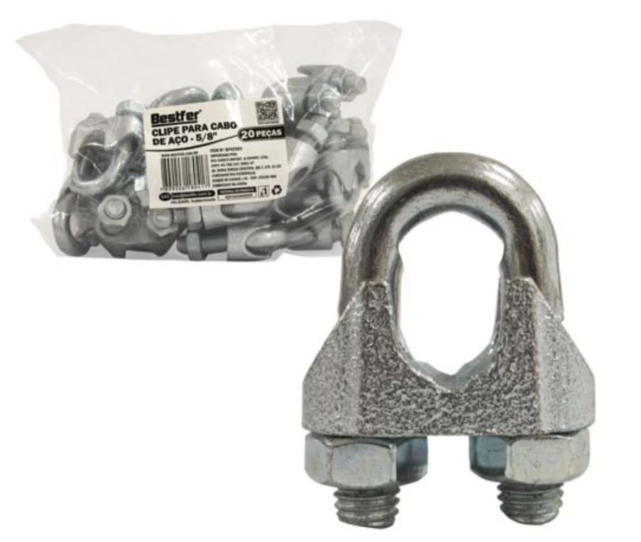 CLIPS P/ CABO DE AÇO 5/8” PCT C/20PCS