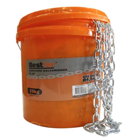 CORRENTE GALV ELO CURTO 4,5MM 3/16 25KG