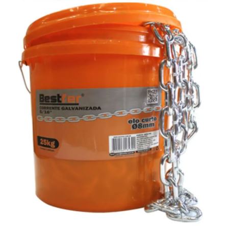 CORRENTE GALV ELO CURTO 8,0MM 5/16 25KG