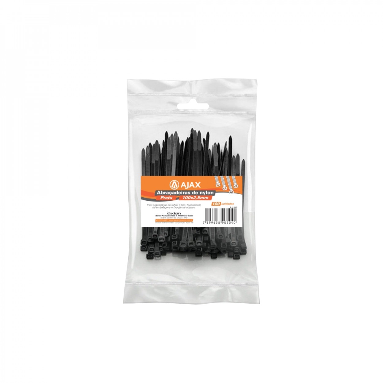 ABRACADEIRA NYLON 80X2,5MM PRETO AJAX